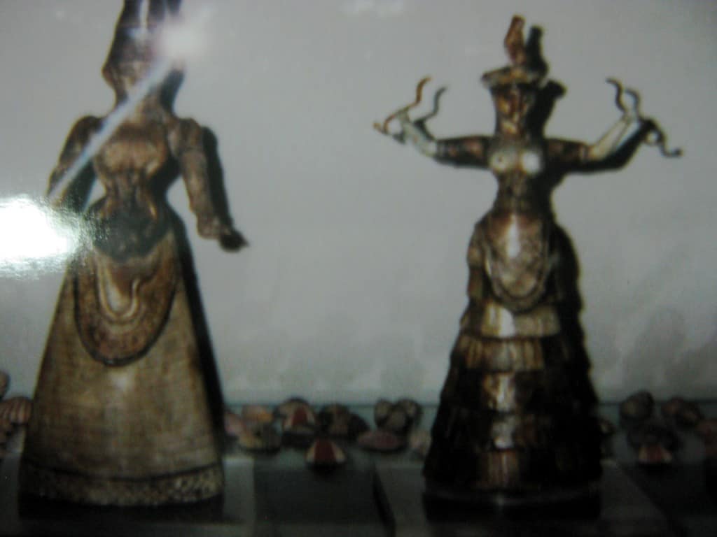 A badly taken photo of the Minoan Earth goddess from Crete.
