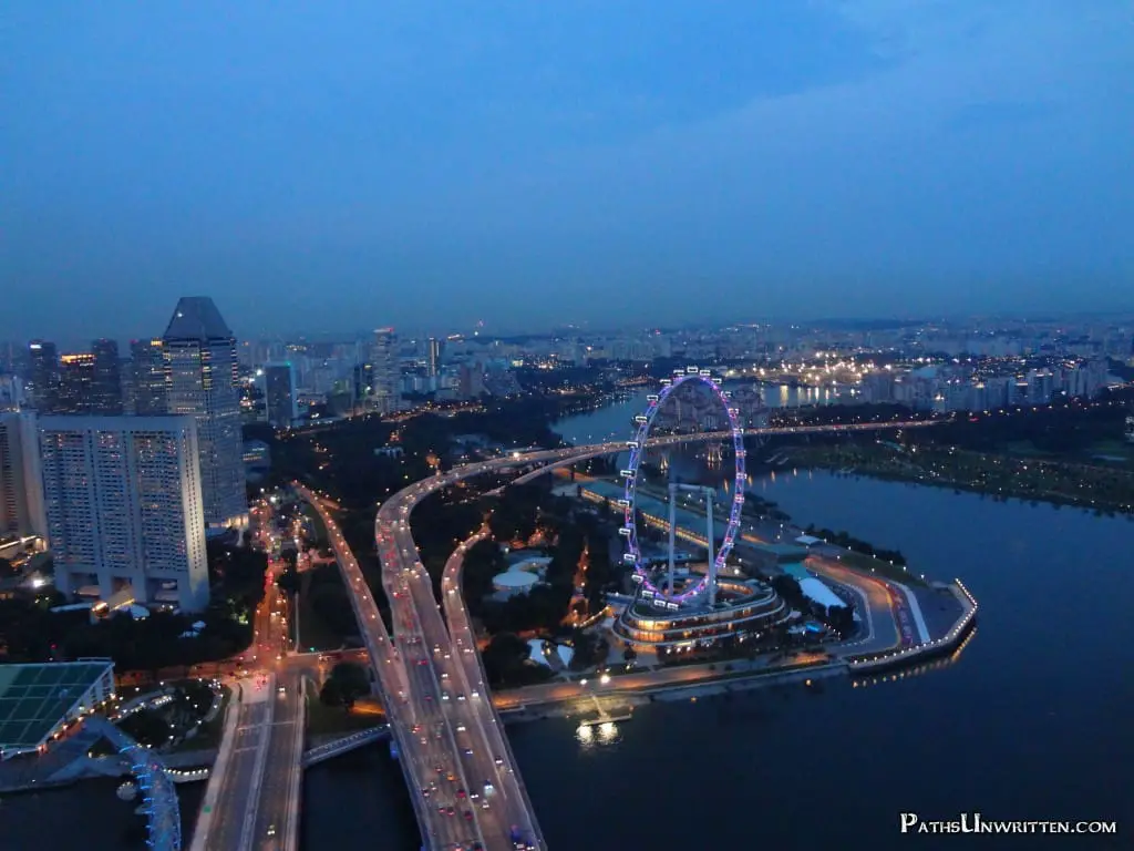 The Singapore Flyer and the southeastern coast.