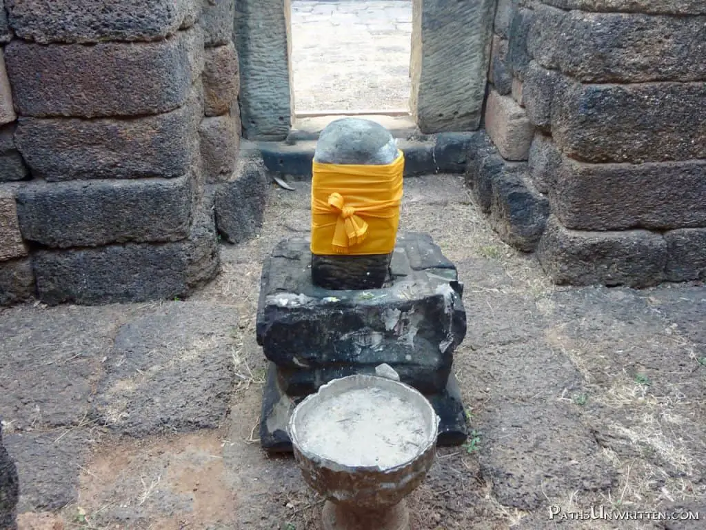 The yoni and linga, traditional symbols of Shiva in Khmer temples.