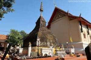 The 1000-year-old Dvaravati stupa of Wat Nuea in Roi Et city.