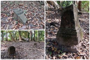 Broken ceremonial marker stones lead the path to Vat Tomo.