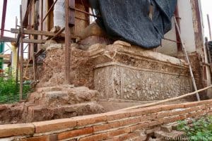 Close-up of the excavated ruins at Wat Yang Kuang.