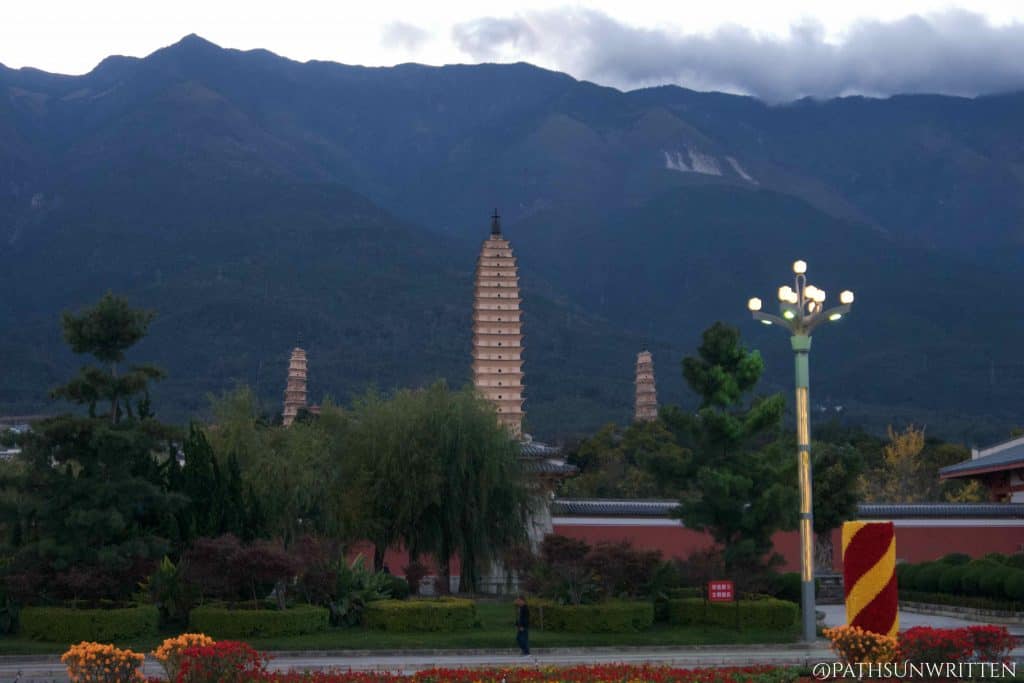 Dali's iconic Three Pagodas of Chongsheng Temple, dating from the 800s CE.