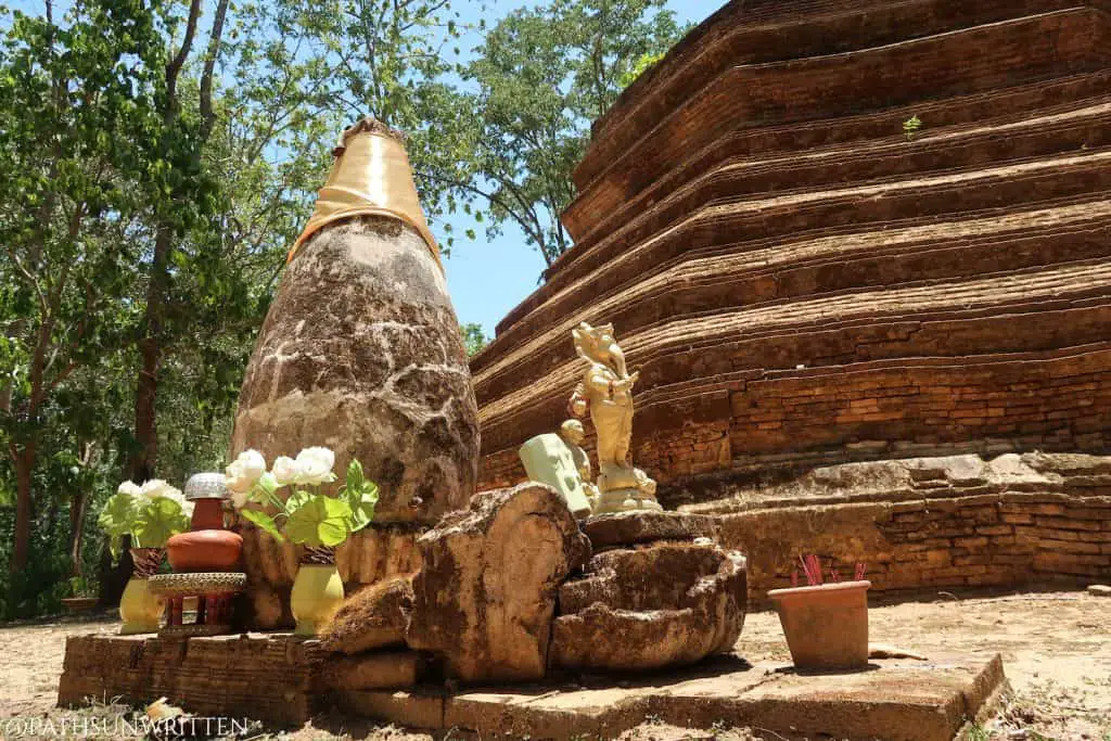 A shrine made from debris from the stupa's upper levels.
