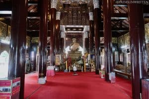 The wooden interior of Wat Lok Moli.