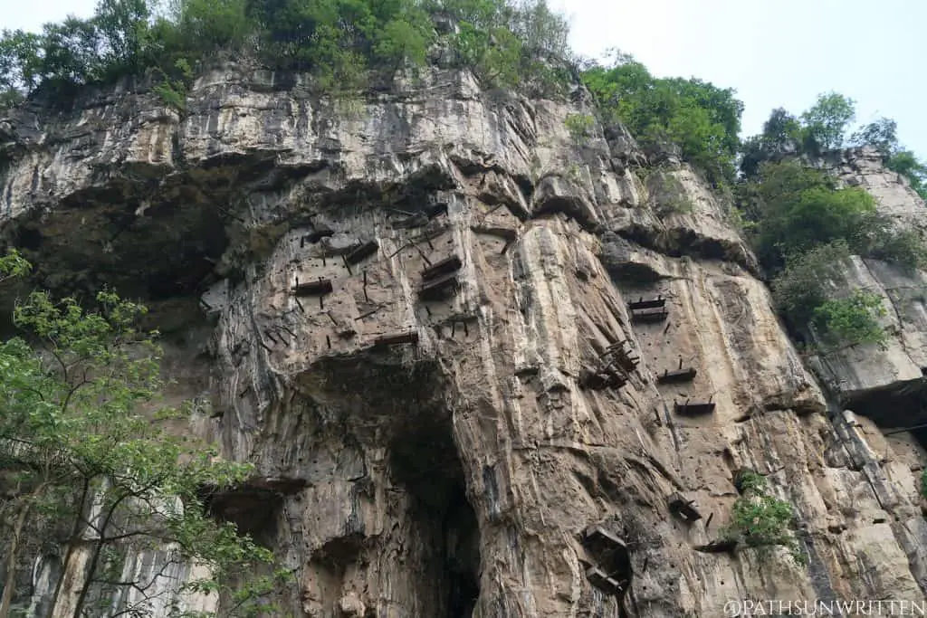 Hanging Coffins at the Matangba (麻塘坝) coffin site in Luobiao