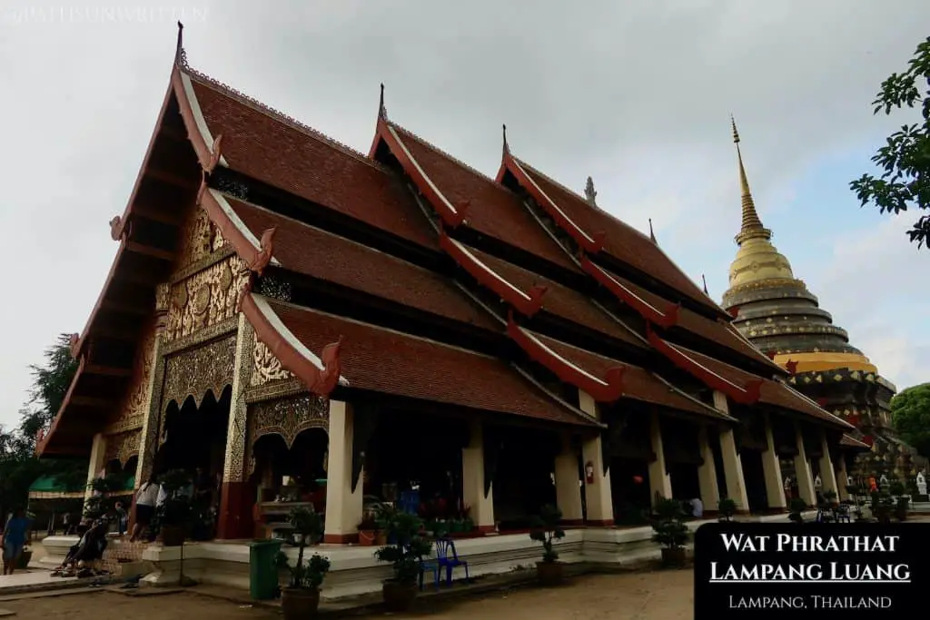 The open-air wooden viharn of Wat Phrathat Lampang Luang.
