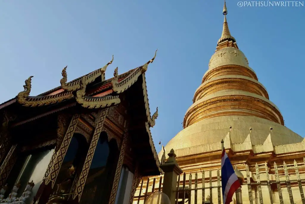 The Phrathat Hariphunchai stupa supposedly houses relics from the Buddha's visits to ancient Thailand.