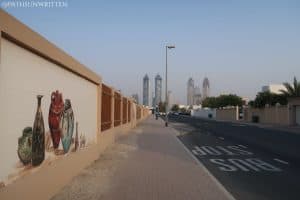 Street and fence surrounding the Jumeirah Archaeological Site.