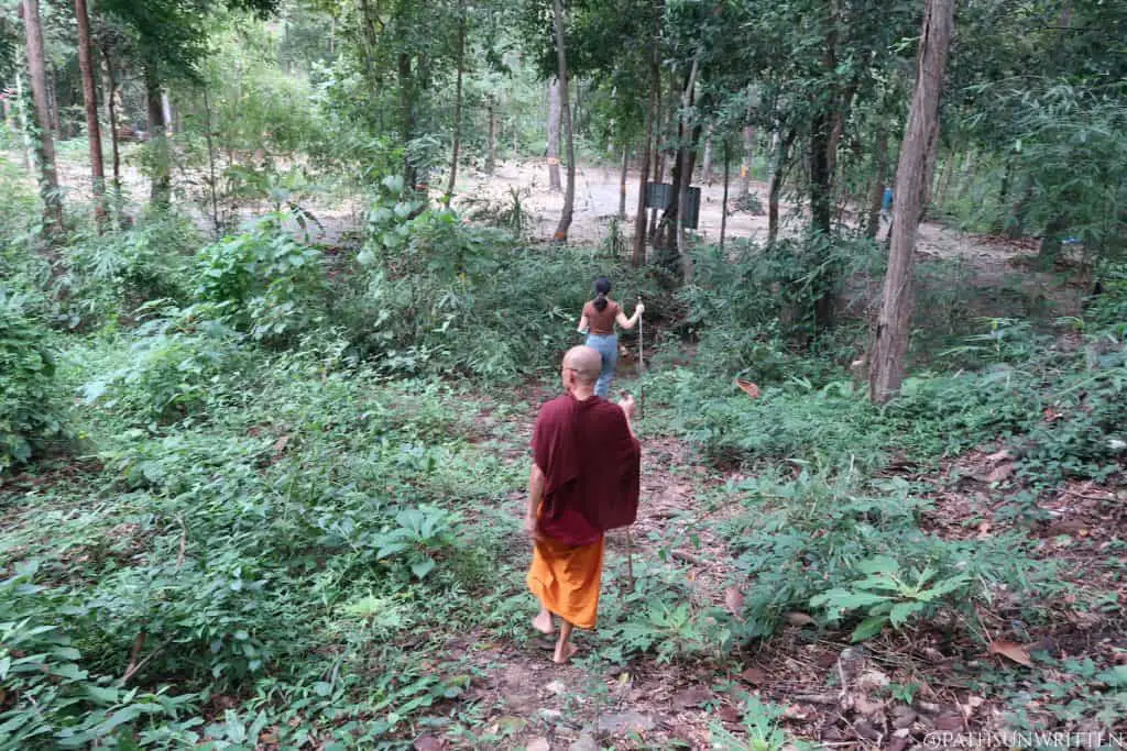 Hiking back to the temple clearing