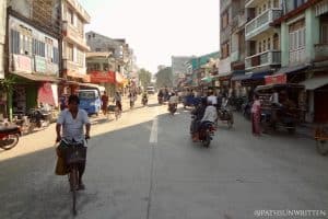 Street in Sittwe, the modern capital of Rakhine State in Myanmar
