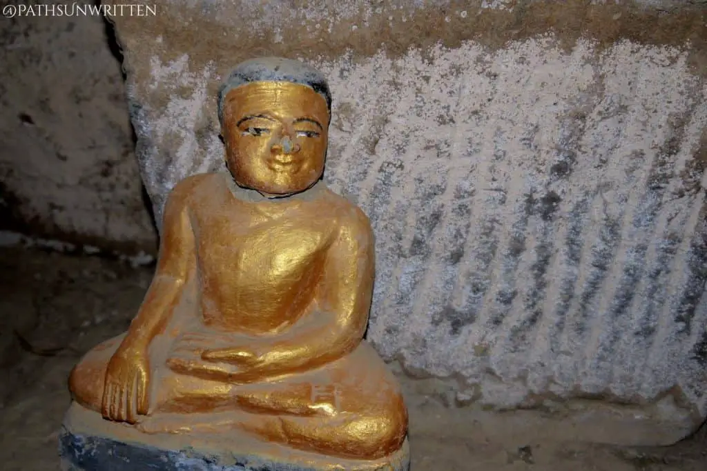 Small statue inside a Mrauk U temple