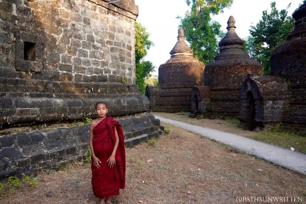 Young Buddhist monk in Mrauk U