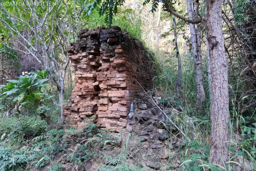 A side view of the Close-up of the Lanna-Sukhothai Wall with the artificial ramp on the south side