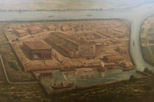 Artist's interpretation of the Harappan port city Lothal, on display at the Lothal Museum