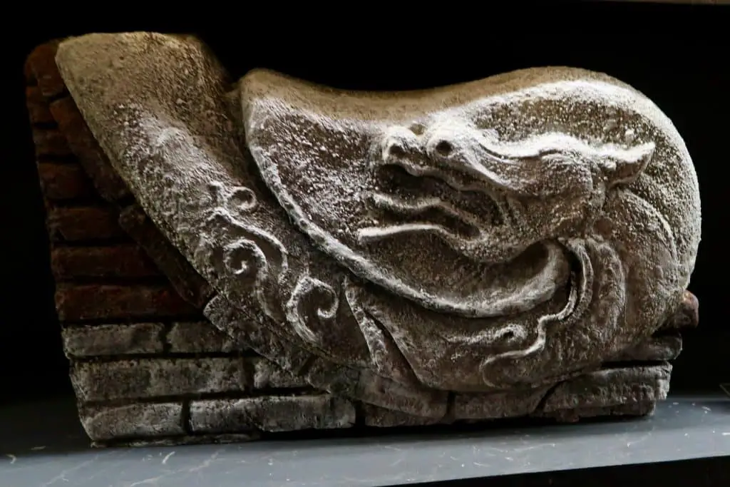 The unique Chinese dragon found at Wat Ku Padom. Now housed in the Wiang Kum Kam Information Center