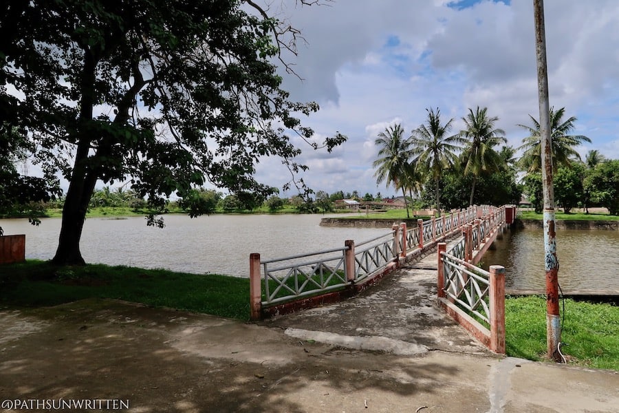 Bridge leading to Cempaka Island at the Srivijaya Archaeology Park