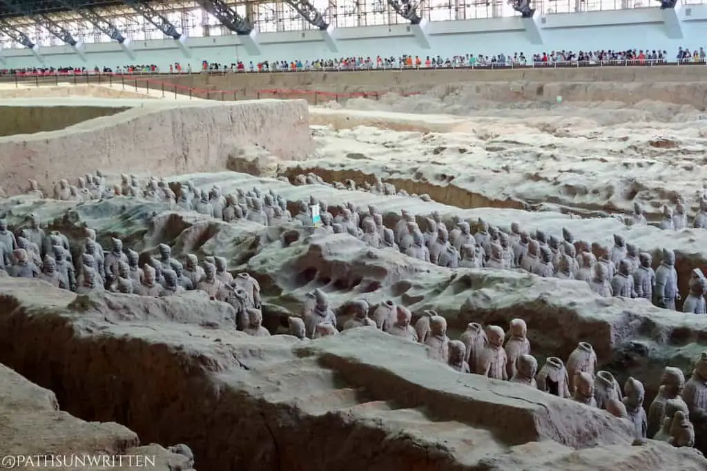The collection of Terracotta Soldiers inside of Excavation Pit 1