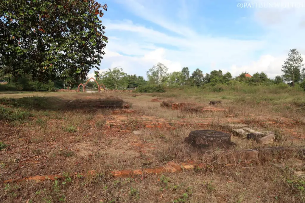 The excavated bases of auxiliary buildings at Chien Dan