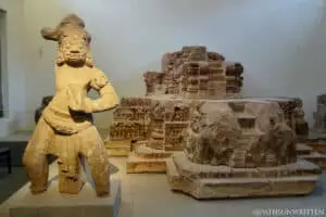 Altar and dvarapala statue from Dong Duong, now housed in the Museum of Cham Sculpture in Da Nang